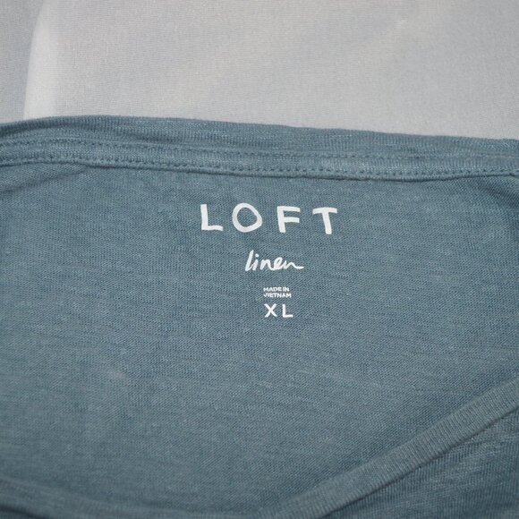 Loft linen women size XL blue grey shirt - Picture 2 of 3